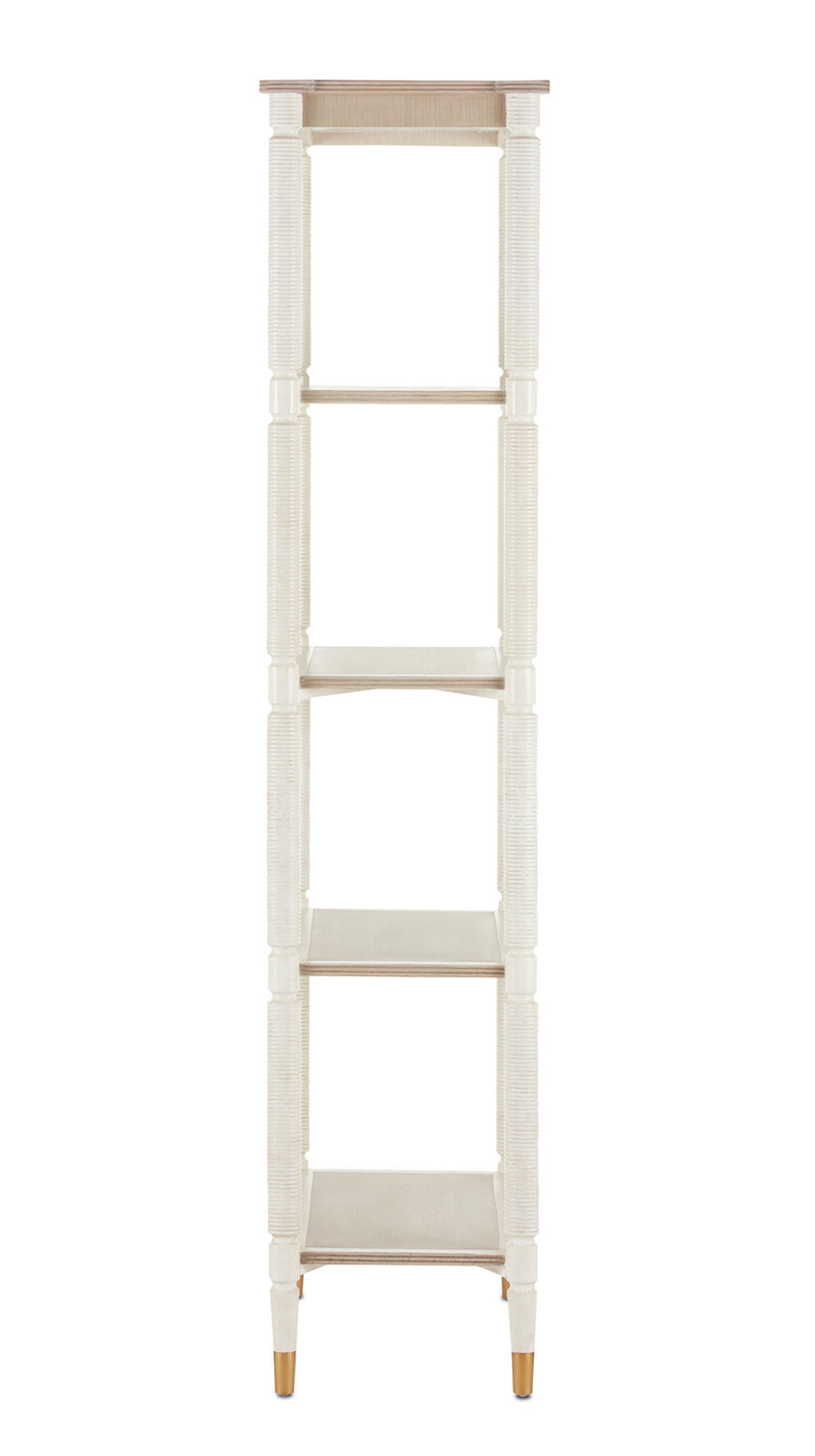 Currey and Company 3000-0203 Etagere, Off White/Fog/Brass