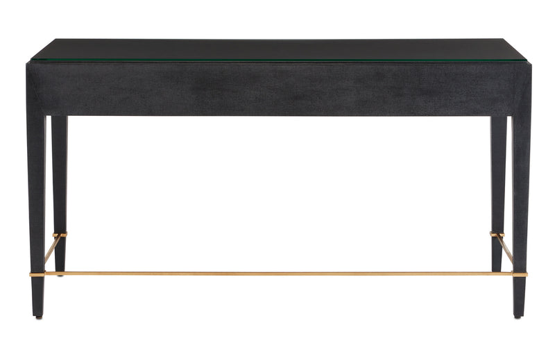 Currey and Company 3000-0207 Desk, Black Lacquered Linen/Champagne