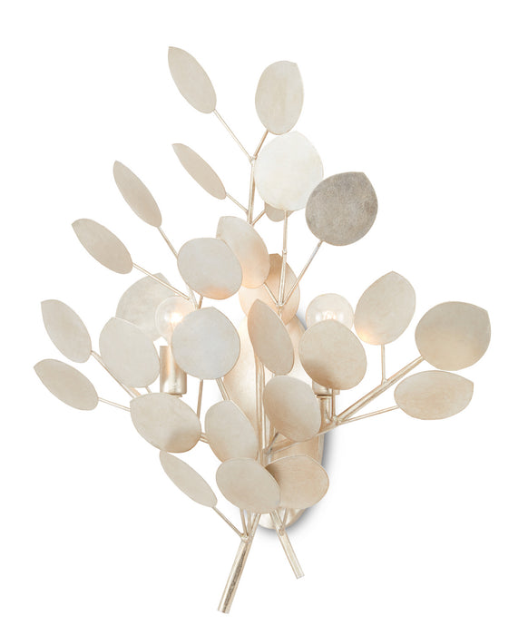 Currey and Company 5000-0198 Two Light Wall Sconce, Contemporary Silver Leaf