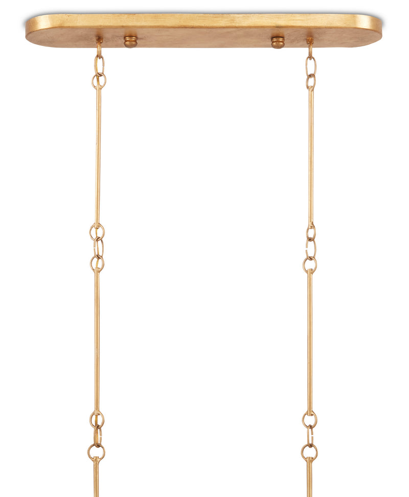 Currey and Company 9000-0853 Six Light Chandelier, Satin Black/Contemporary Gold Leaf