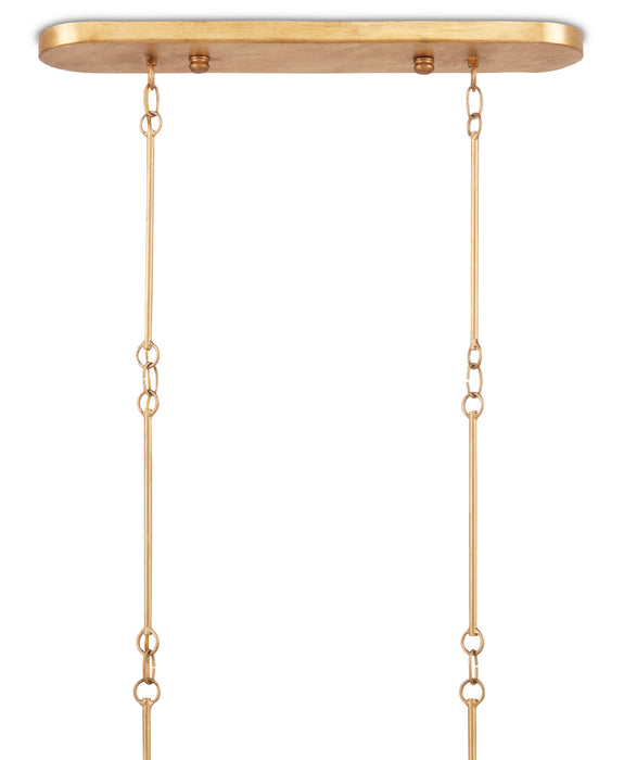 Currey and Company 9000-0853 Six Light Chandelier, Satin Black/Contemporary Gold Leaf