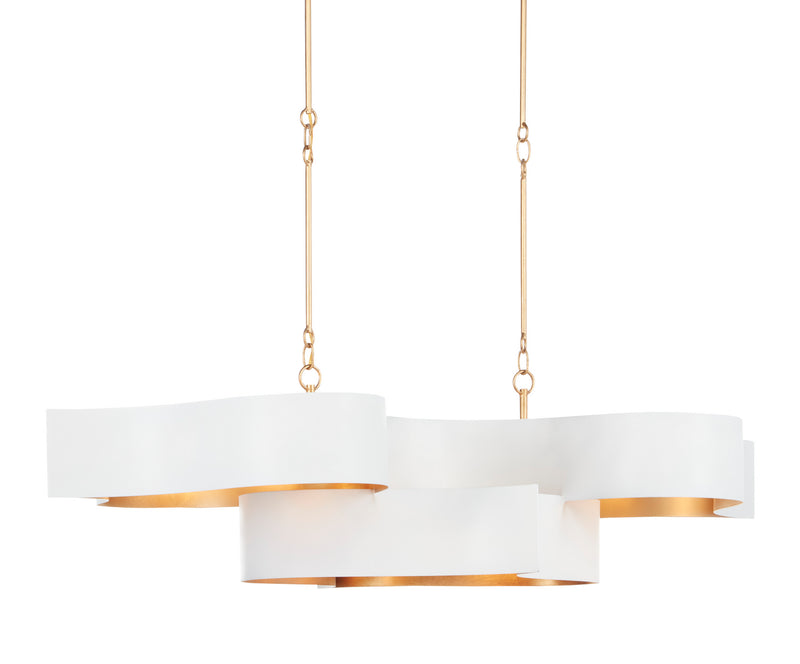 Currey and Company 9000-0854 Six Light Chandelier, Sugar White/Contemporary Gold Leaf