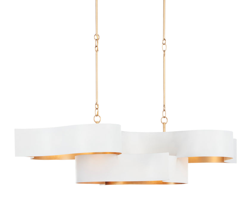 Currey and Company 9000-0854 Six Light Chandelier, Sugar White/Contemporary Gold Leaf