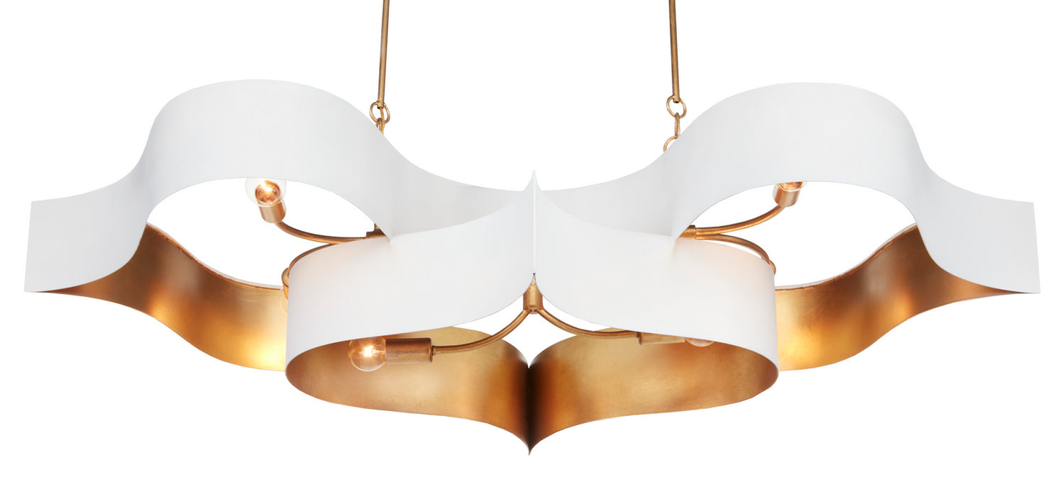 Currey and Company 9000-0854 Six Light Chandelier, Sugar White/Contemporary Gold Leaf