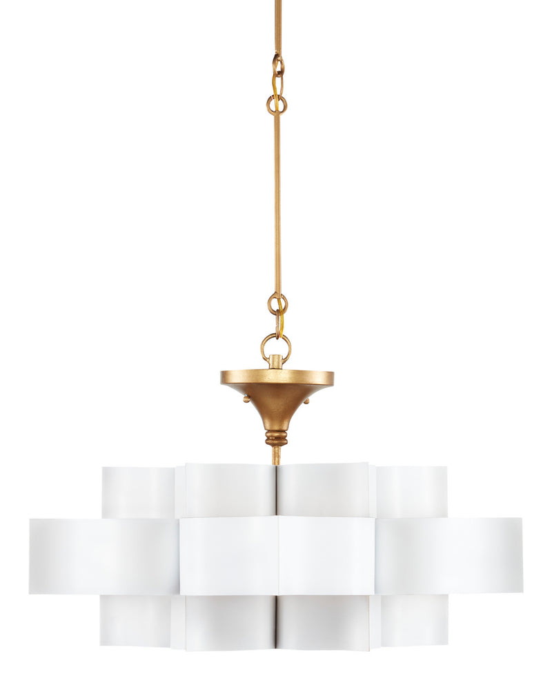 Currey and Company 9000-0856 One Light Chandelier, Sugar White/Contemporary Gold Leaf