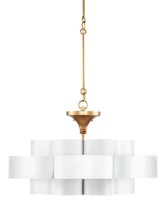 Currey and Company 9000-0856 One Light Chandelier, Sugar White/Contemporary Gold Leaf