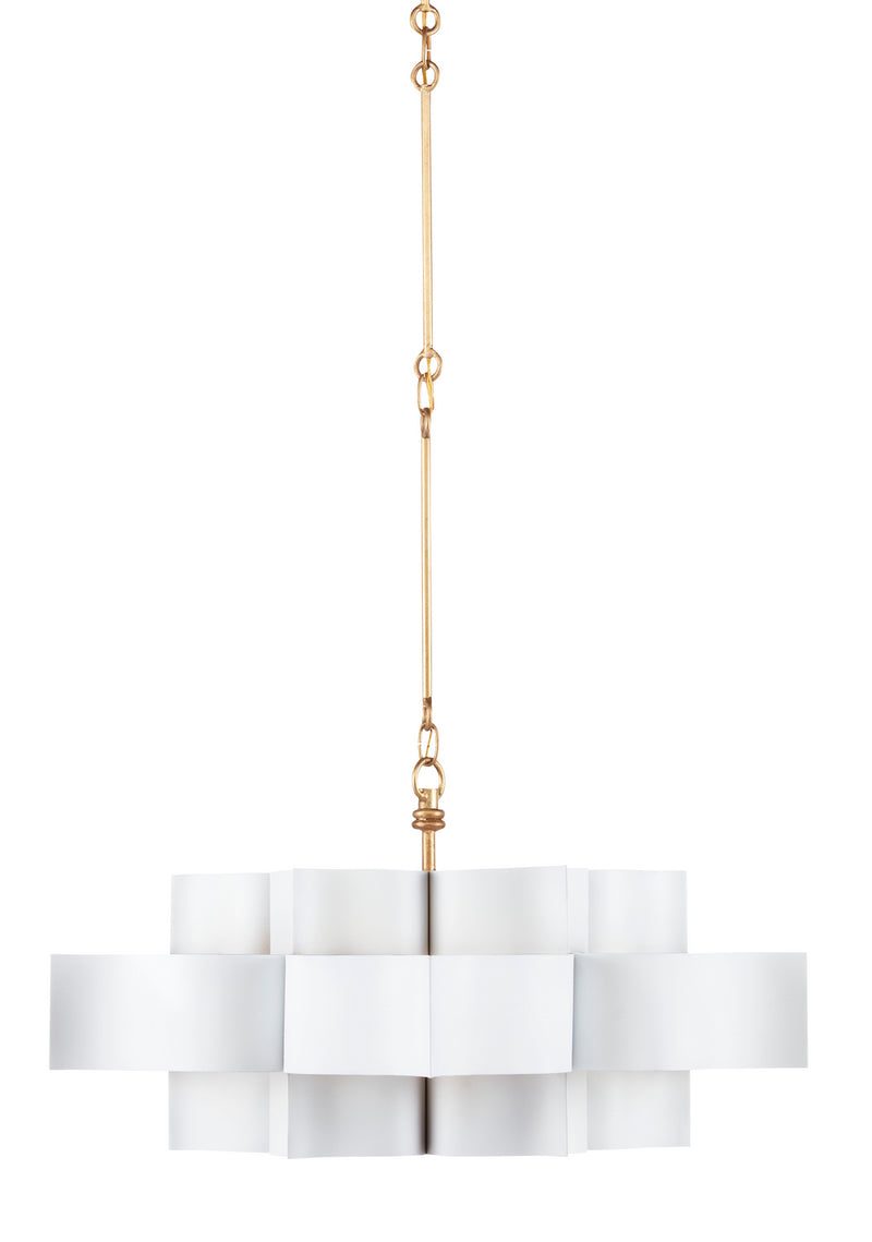 Currey and Company 9000-0857 Six Light Chandelier, Sugar White/Contemporary Gold Leaf