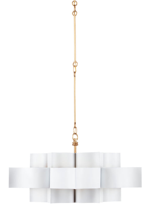 Currey and Company 9000-0857 Six Light Chandelier, Sugar White/Contemporary Gold Leaf