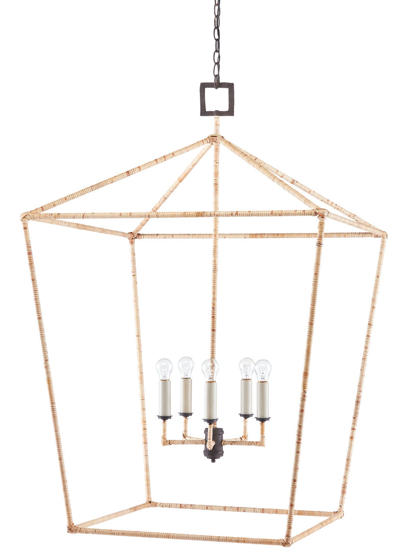 Currey and Company 9000-0871 Five Light Lantern, MolÃ© Black/Natural