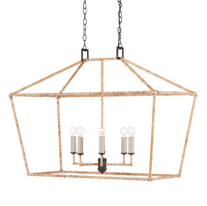 Currey and Company 9000-0874 Six Light Lantern, MolÃ© Black/Natural