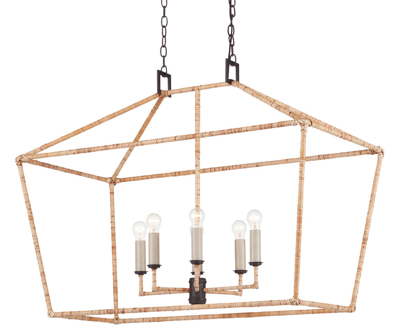 Currey and Company 9000-0874 Six Light Lantern, MolÃ© Black/Natural