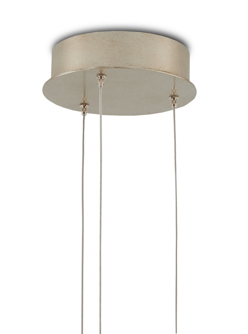 Currey and Company 9000-0889 Three Light Pendant, White/Antique Brass