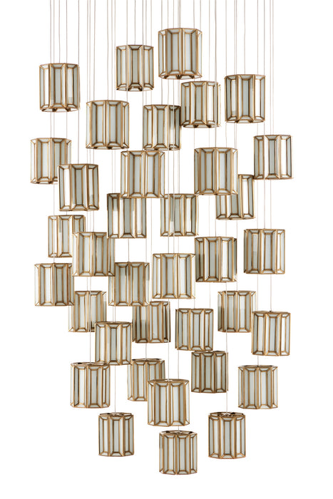 Currey and Company 9000-0894 36 Light Pendant, White/Antique Brass