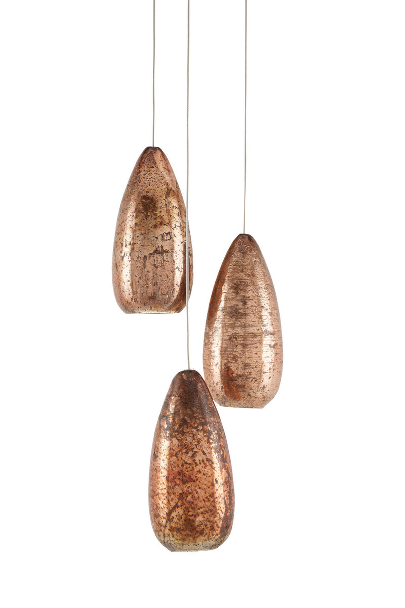 Currey and Company 9000-0903 Three Light Pendant, Copper