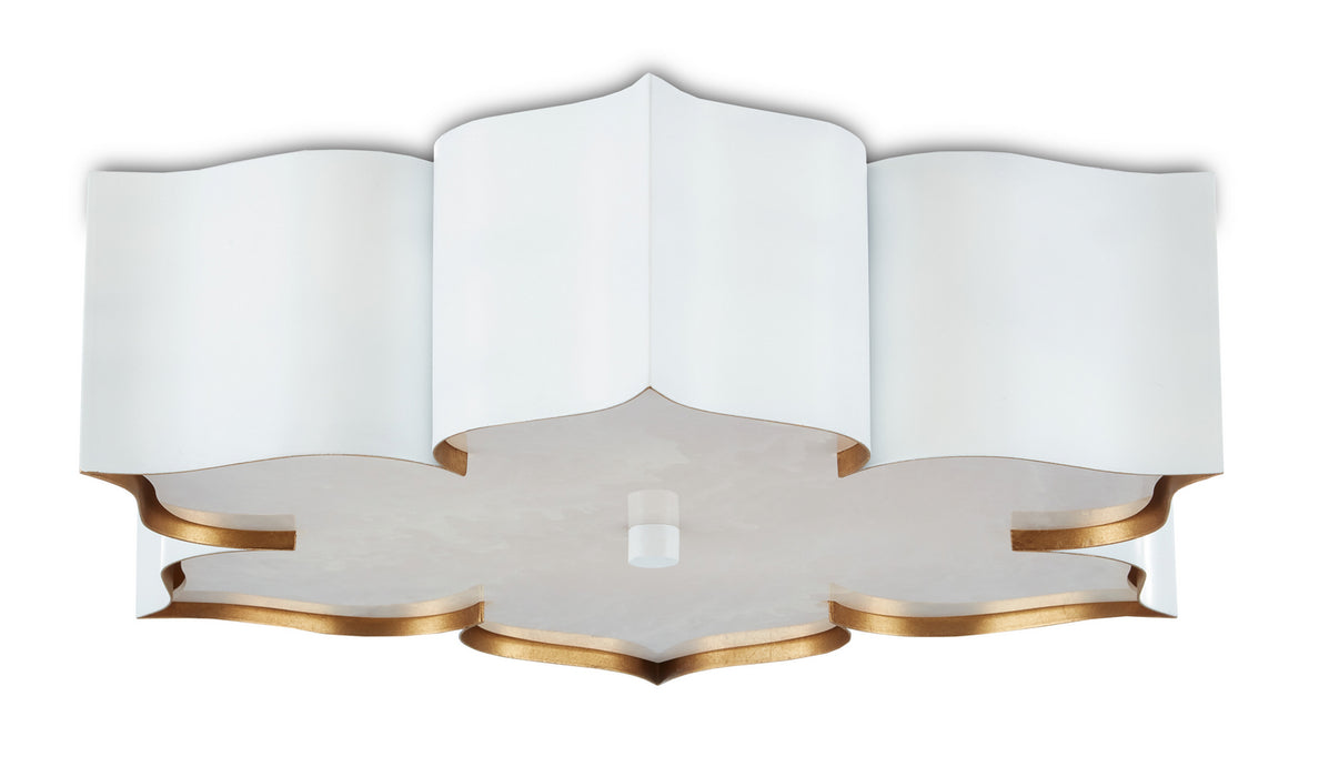 Currey and Company 9999-0059 Two Light Flush Mount, Sugar White/ Contemporary Gold