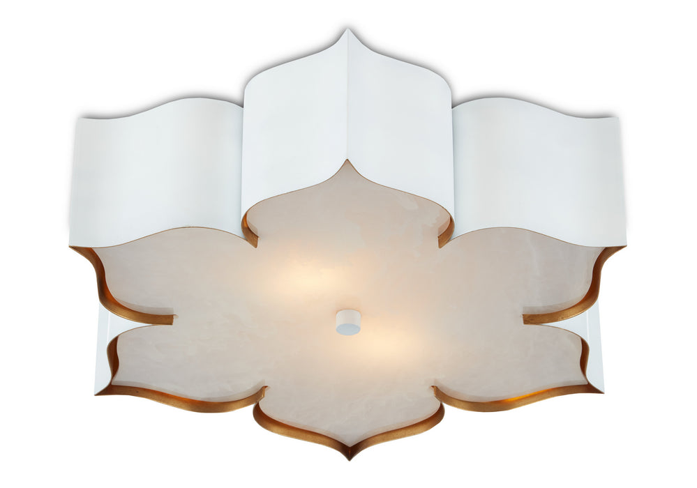Currey and Company 9999-0059 Two Light Flush Mount, Sugar White/ Contemporary Gold