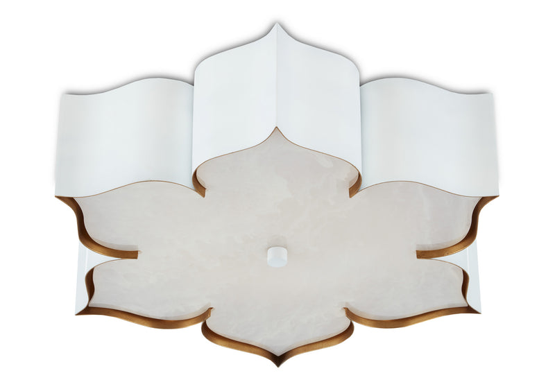 Currey and Company 9999-0059 Two Light Flush Mount, Sugar White/ Contemporary Gold
