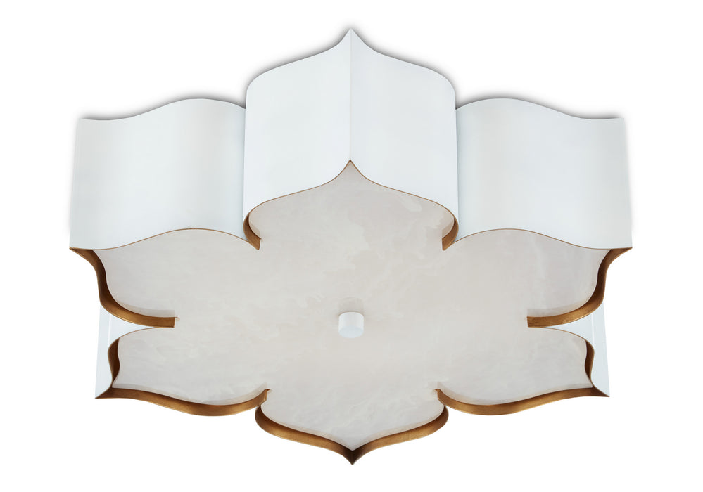 Currey and Company 9999-0059 Two Light Flush Mount, Sugar White/ Contemporary Gold