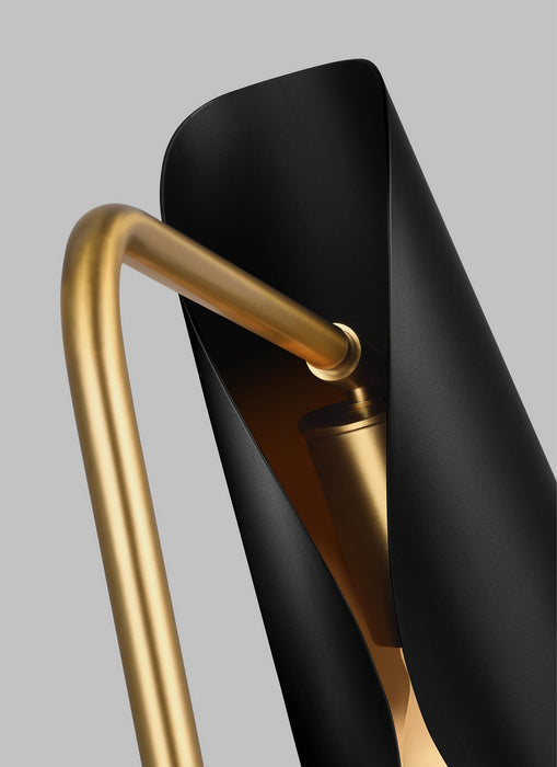 Visual Comfort Studio AET1001BBSMBK1 One Light Floor Lamp, Midnight Black and Burnished Brass