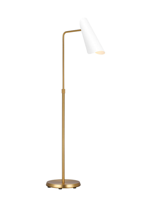Visual Comfort Studio AET1001BBSMWT1 One Light Floor Lamp, Matte White and Burnished Brass
