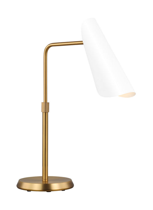 Visual Comfort Studio AET1011BBSMWT1 One Light Table Lamp, Matte White and Burnished Brass