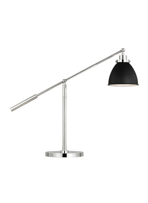 Visual Comfort Studio CT1101MBKPN1 One Light Desk Lamp, Midnight Black and Polished Nickel