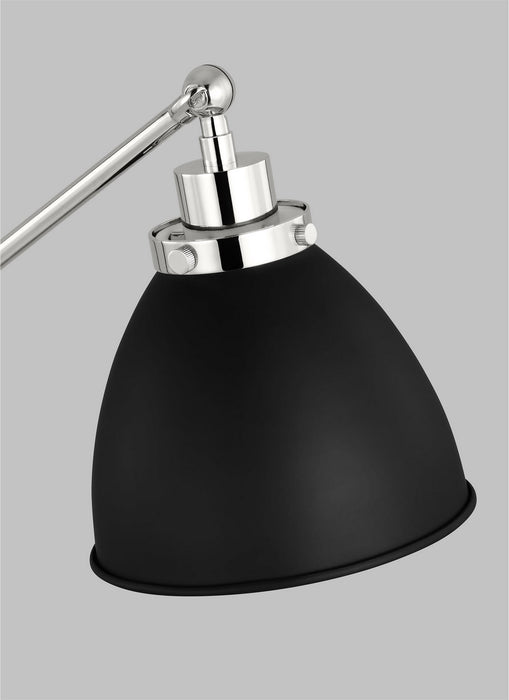 Visual Comfort Studio CT1101MBKPN1 One Light Desk Lamp, Midnight Black and Polished Nickel