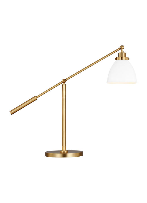 Visual Comfort Studio CT1101MWTBBS1 One Light Desk Lamp, Matte White and Burnished Brass
