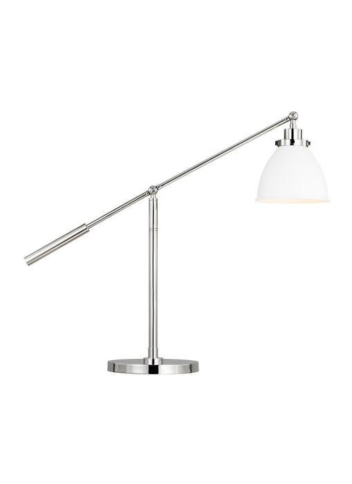 Visual Comfort Studio CT1101MWTPN1 One Light Desk Lamp, Matte White and Polished Nickel
