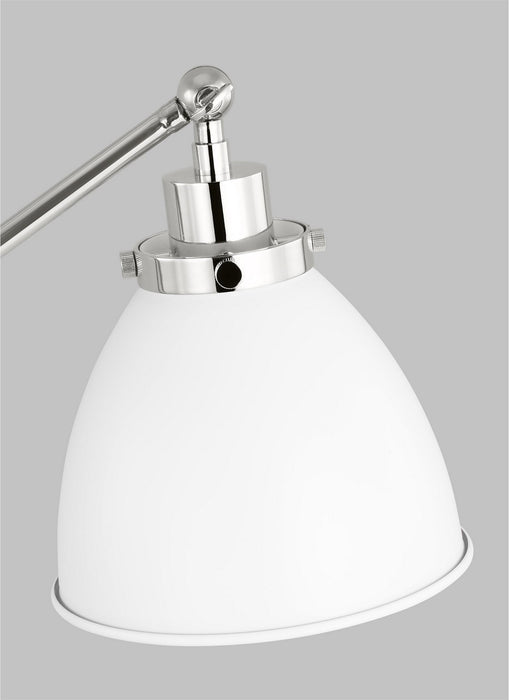 Visual Comfort Studio CT1101MWTPN1 One Light Desk Lamp, Matte White and Polished Nickel