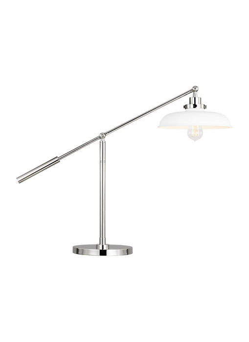 Visual Comfort Studio CT1111MWTPN1 One Light Desk Lamp, Matte White and Polished Nickel