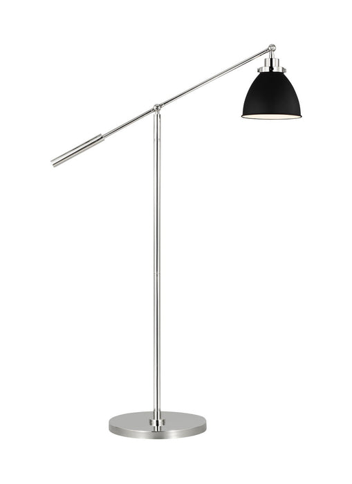 Visual Comfort Studio CT1131MBKPN1 One Light Floor Lamp, Midnight Black and Polished Nickel