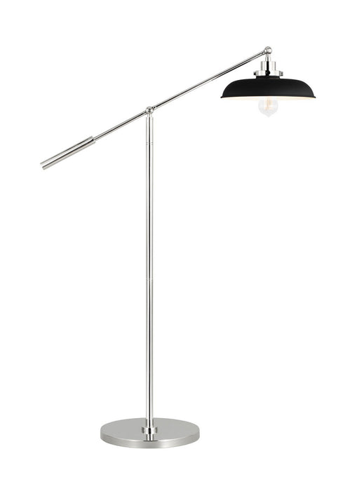 Visual Comfort Studio CT1141MBKPN1 One Light Floor Lamp, Midnight Black and Polished Nickel