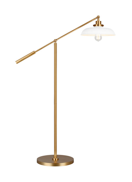 Visual Comfort Studio CT1141MWTBBS1 One Light Floor Lamp, Matte White and Burnished Brass