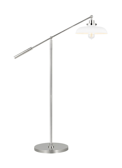 Visual Comfort Studio CT1141MWTPN1 One Light Floor Lamp, Matte White and Polished Nickel