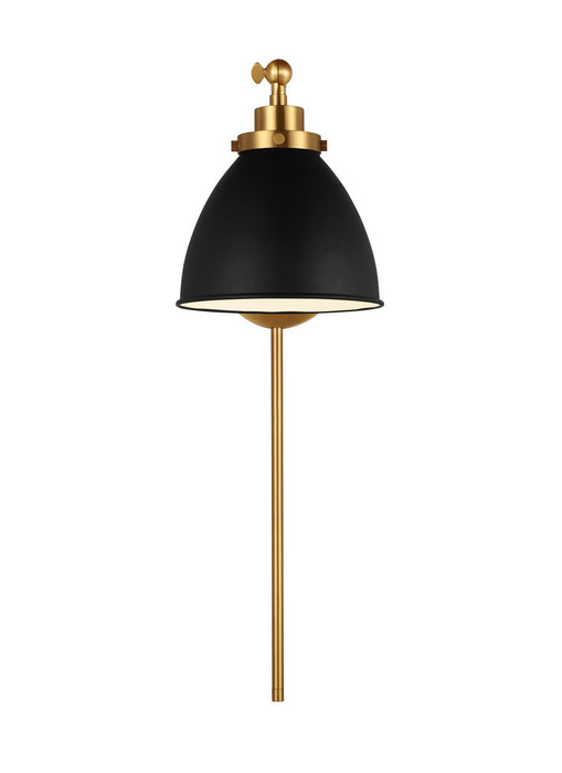 Visual Comfort Studio CW1131MBKBBS One Light Wall Sconce, Midnight Black and Burnished Brass