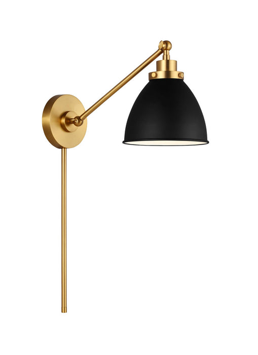 Visual Comfort Studio CW1131MBKBBS One Light Wall Sconce, Midnight Black and Burnished Brass
