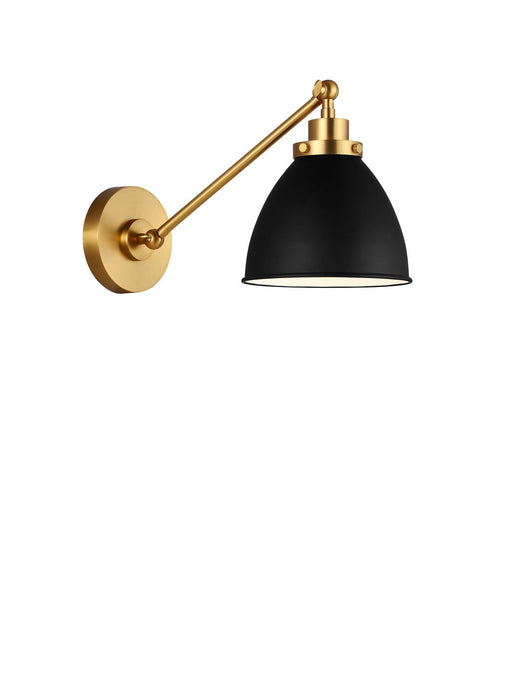 Visual Comfort Studio CW1131MBKBBS One Light Wall Sconce, Midnight Black and Burnished Brass