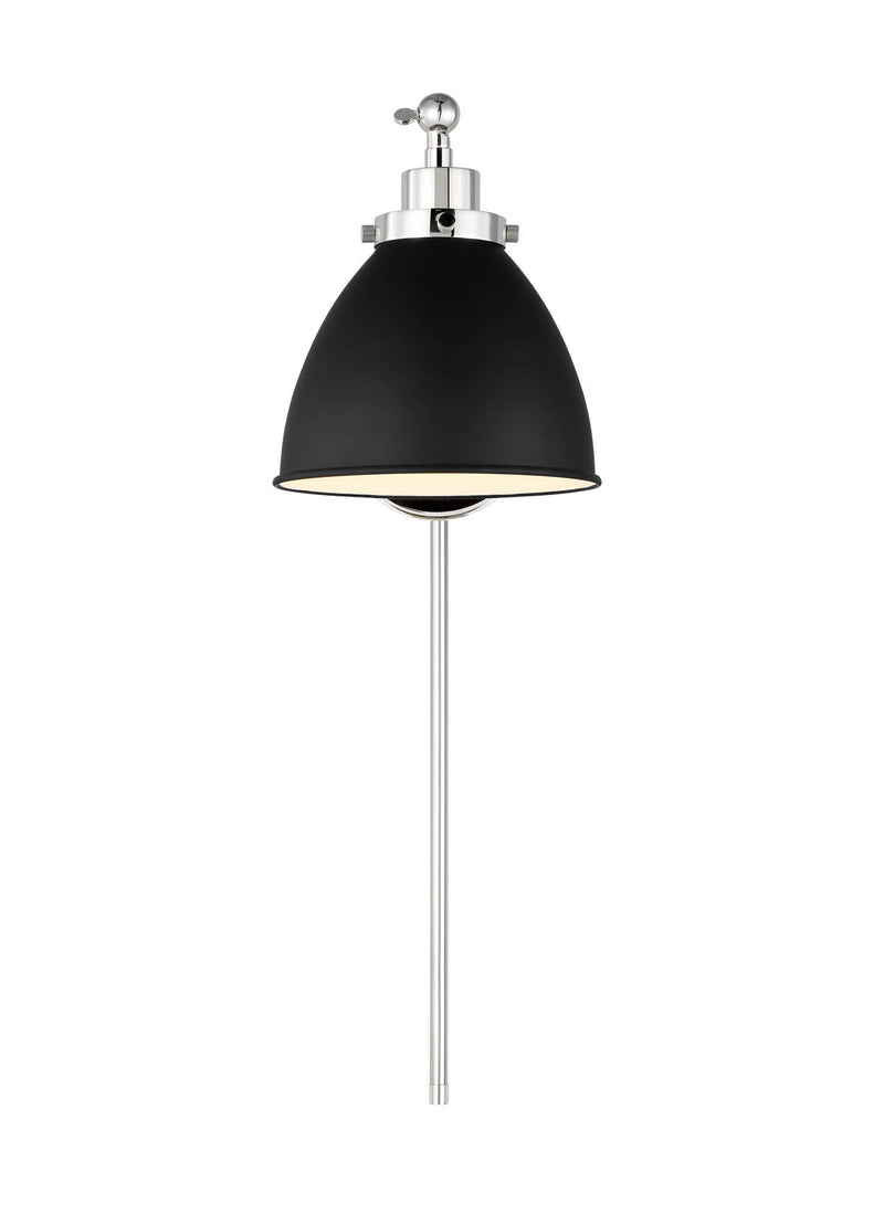 Visual Comfort Studio CW1131MBKPN One Light Wall Sconce, Midnight Black and Polished Nickel