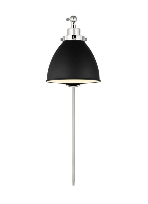 Visual Comfort Studio CW1131MBKPN One Light Wall Sconce, Midnight Black and Polished Nickel