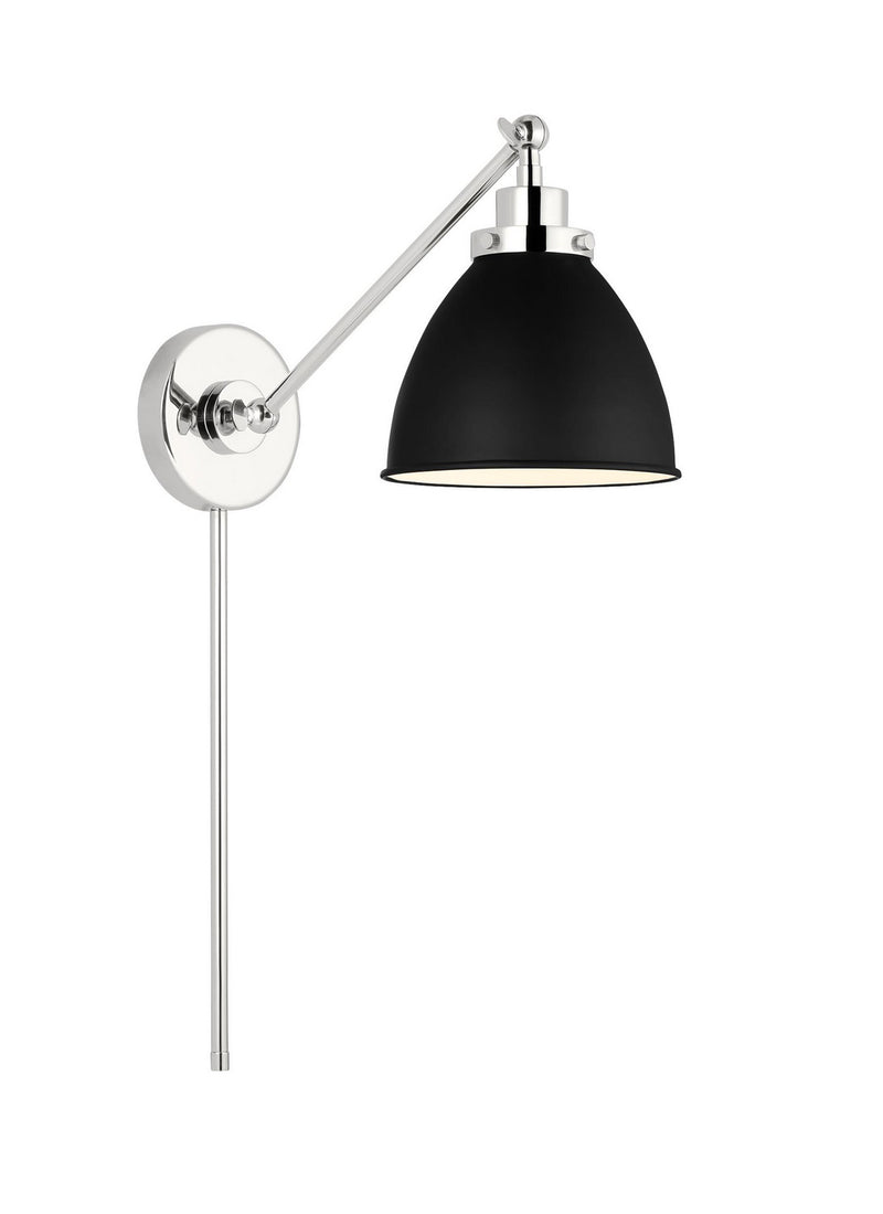 Visual Comfort Studio CW1131MBKPN One Light Wall Sconce, Midnight Black and Polished Nickel