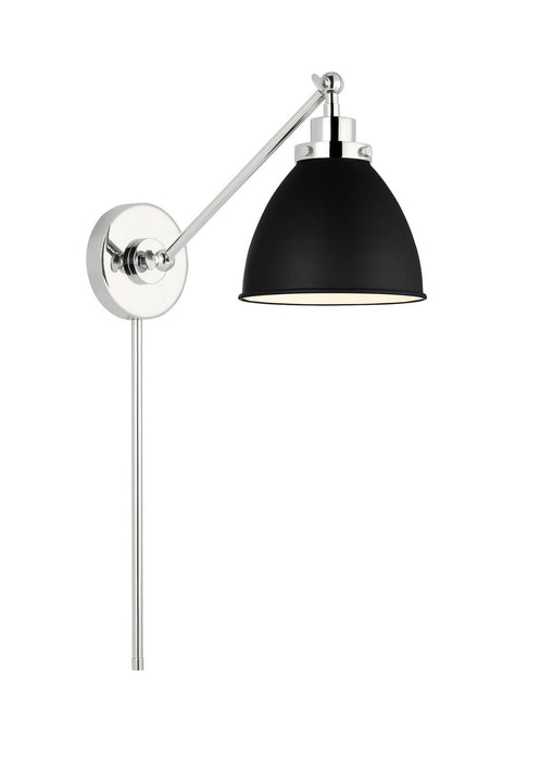 Visual Comfort Studio CW1131MBKPN One Light Wall Sconce, Midnight Black and Polished Nickel