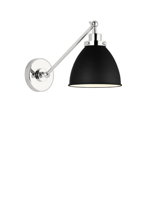 Visual Comfort Studio CW1131MBKPN One Light Wall Sconce, Midnight Black and Polished Nickel