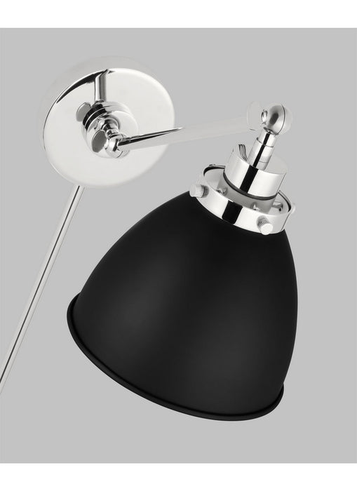 Visual Comfort Studio CW1131MBKPN One Light Wall Sconce, Midnight Black and Polished Nickel