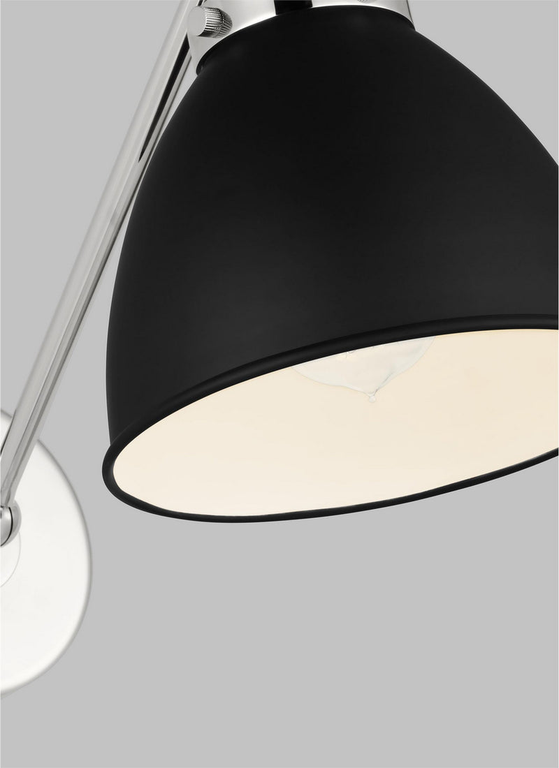 Visual Comfort Studio CW1131MBKPN One Light Wall Sconce, Midnight Black and Polished Nickel