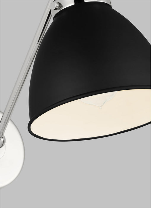 Visual Comfort Studio CW1131MBKPN One Light Wall Sconce, Midnight Black and Polished Nickel