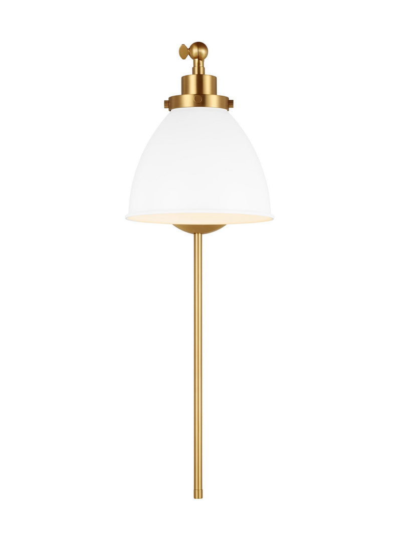 Visual Comfort Studio CW1131MWTBBS One Light Wall Sconce, Matte White and Burnished Brass