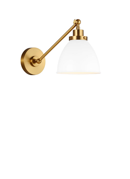 Visual Comfort Studio CW1131MWTBBS One Light Wall Sconce, Matte White and Burnished Brass
