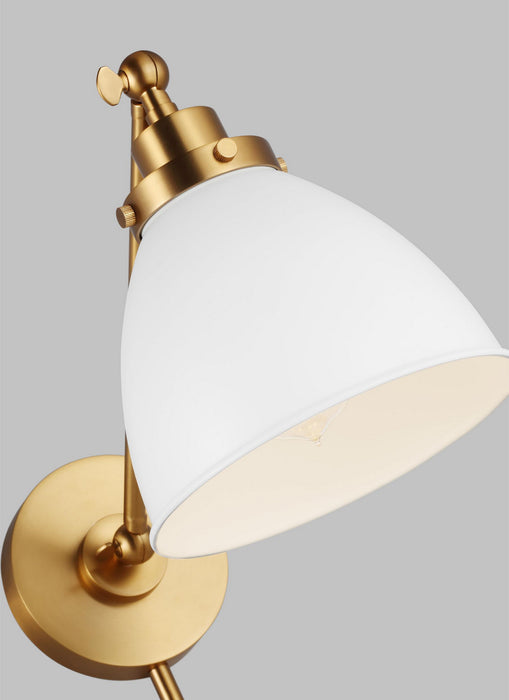 Visual Comfort Studio CW1131MWTBBS One Light Wall Sconce, Matte White and Burnished Brass