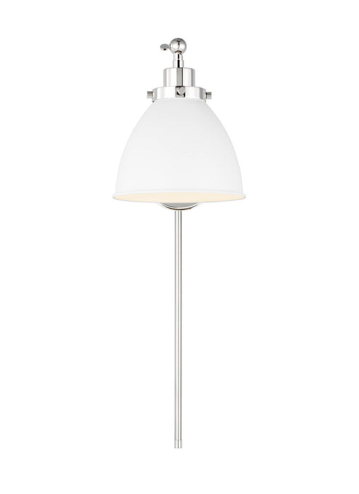 Visual Comfort Studio CW1131MWTPN One Light Wall Sconce, Matte White and Polished Nickel